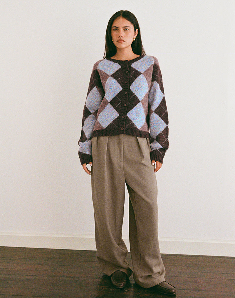 Eliana Cardigan in Knit Argyle Blue