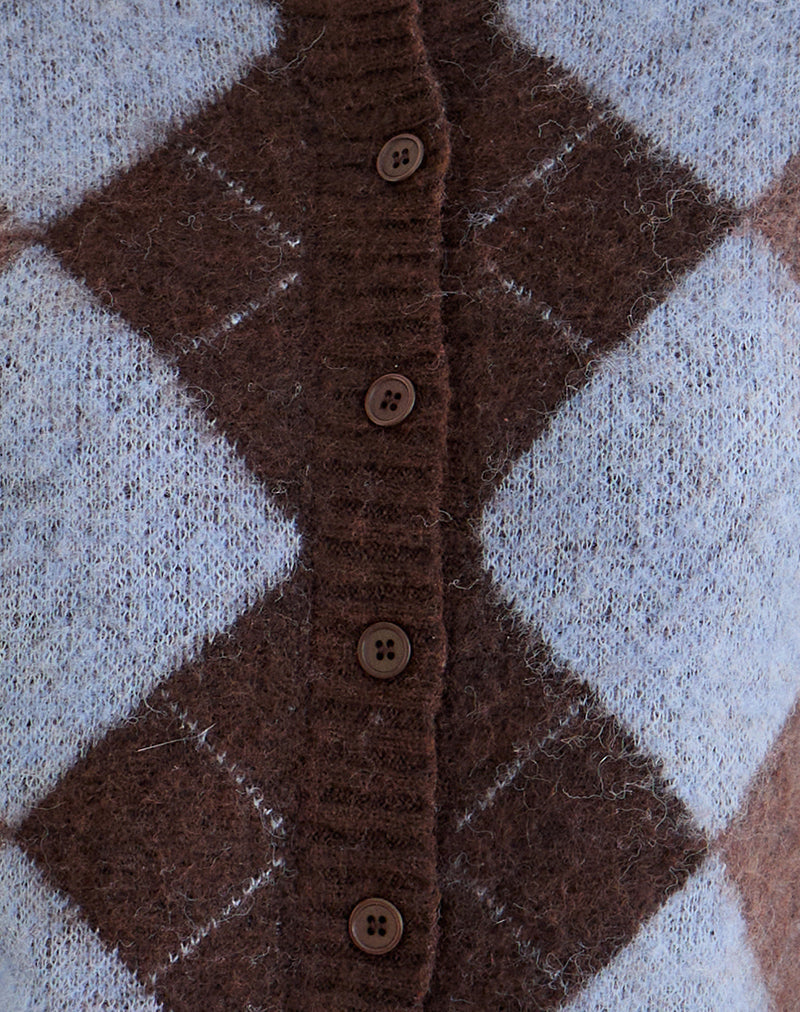 Eliana Cardigan in Knit Argyle Blue