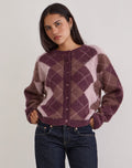 Eliana Cardigan in Knit Argyle Pink