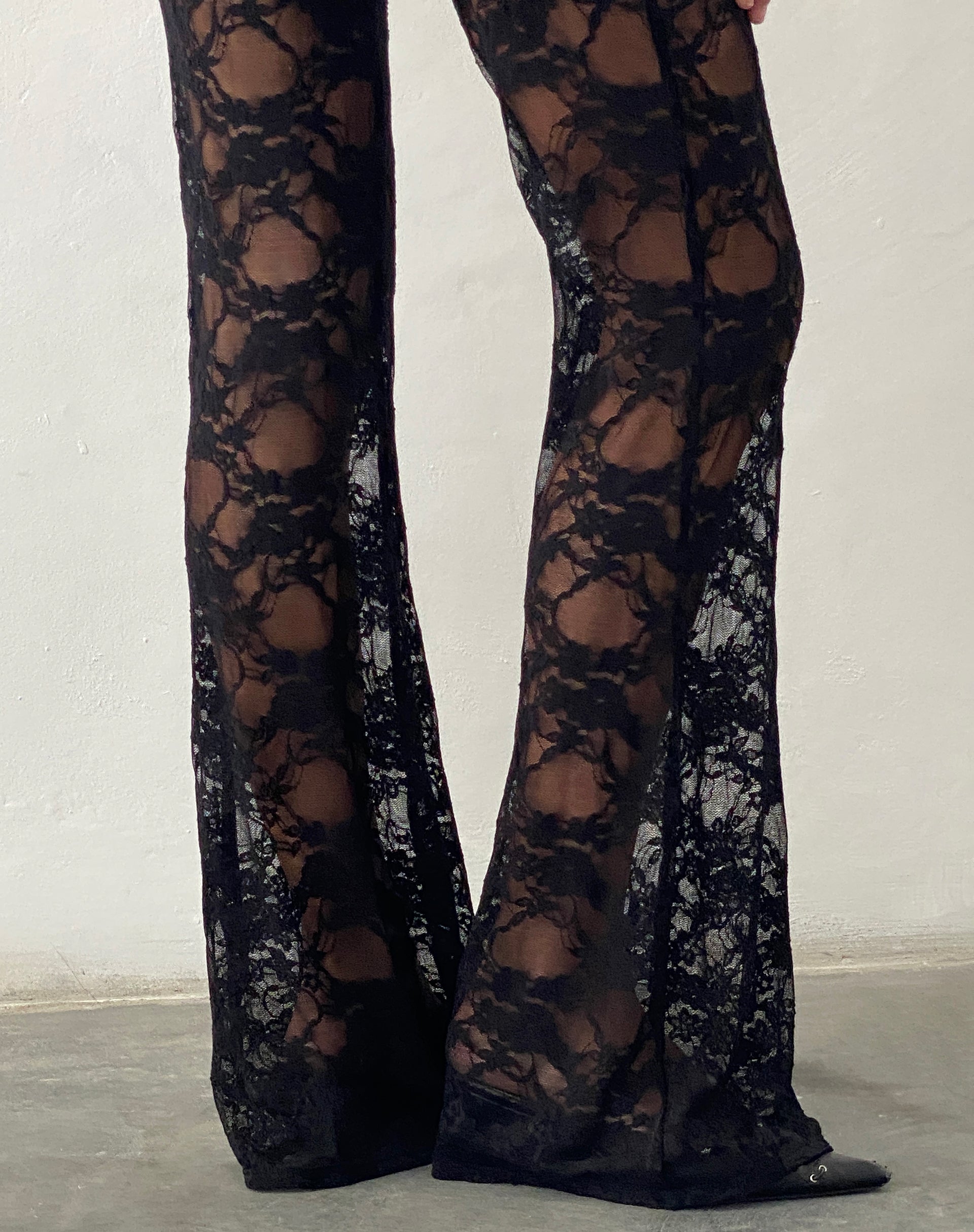Elio Flared Trouser in Black Lace
