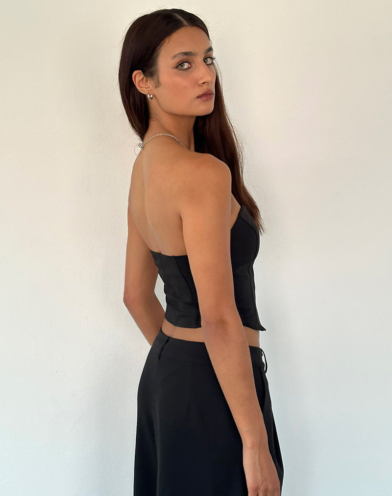 Elita Hook and Eye Corset Top in Black