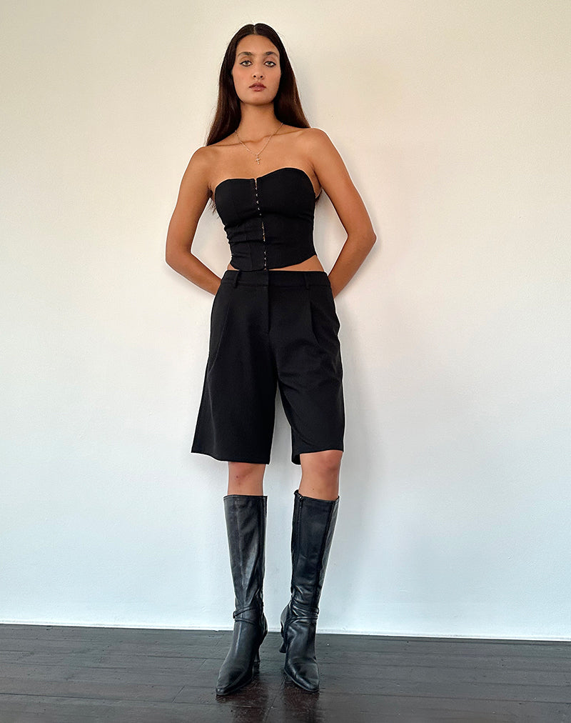 Elita Hook and Eye Corset Top in Black