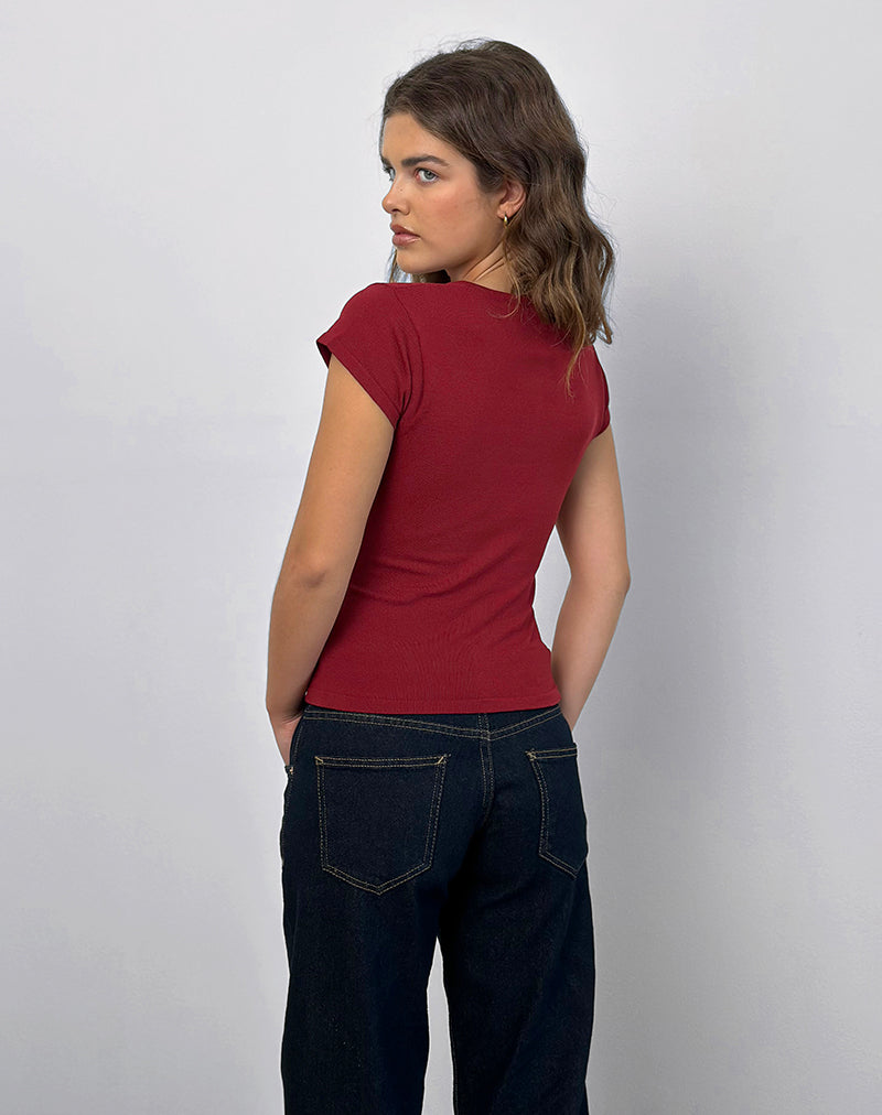 Elmira Top in Knit Burgundy