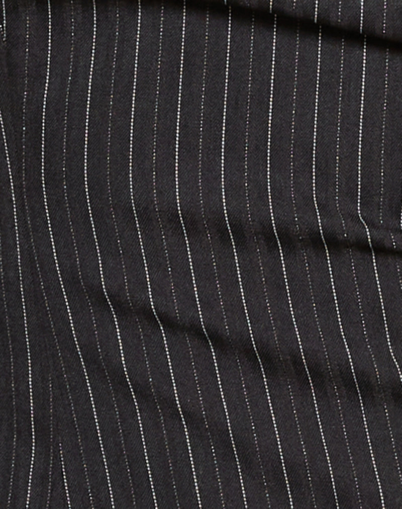 Ganta Slim Trouser in Pinstripe Black
