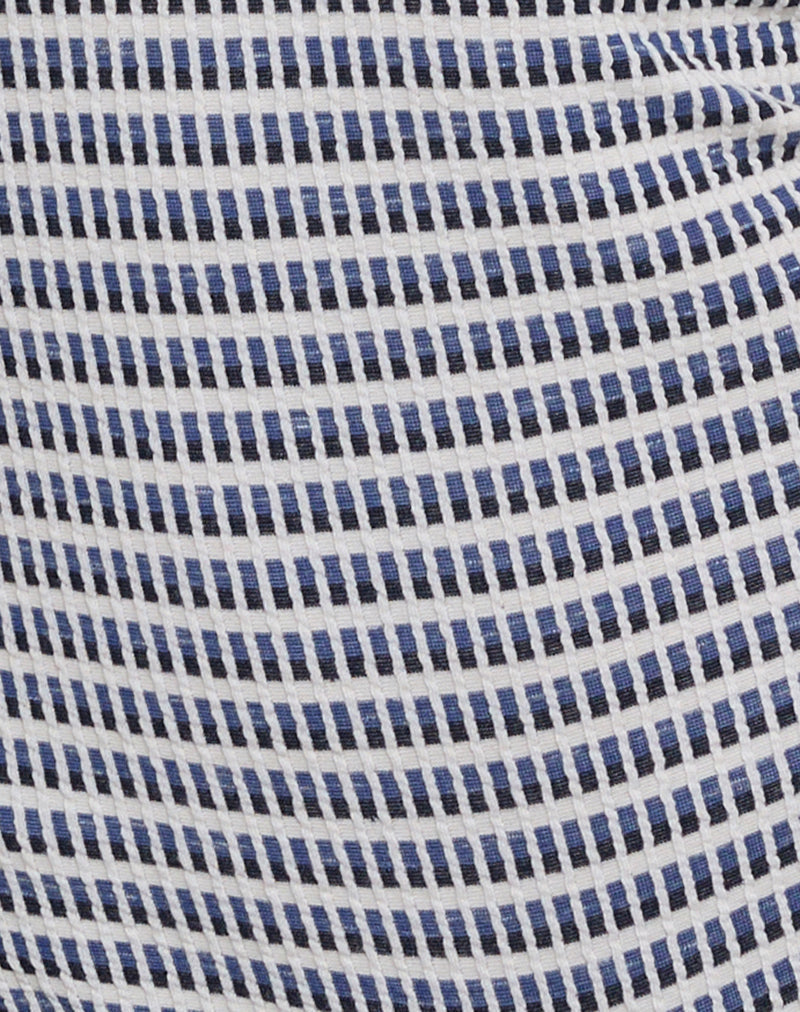 Elvio Playsuit in Rib Stripe Blue and White