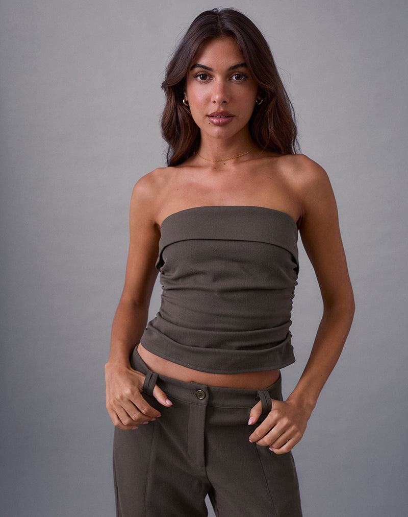 Elzi Corset Top in Tailoring Dark Olive