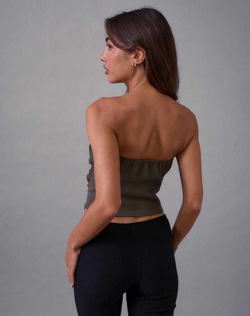 Elzi Corset Top in Tailoring Dark Olive