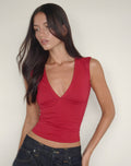 Emberly Plunge Top in Adrenaline Red