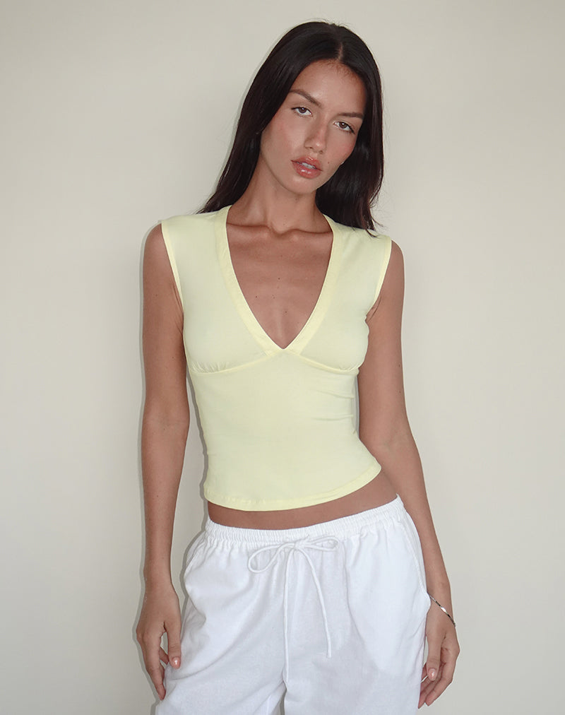 Emberly Plunge Top in Lemon