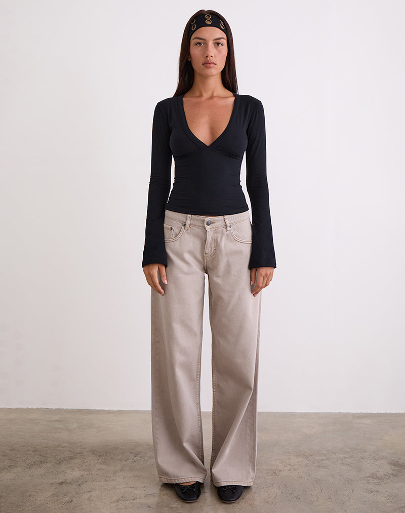 Low Rise Roomy Jeans in Pebble