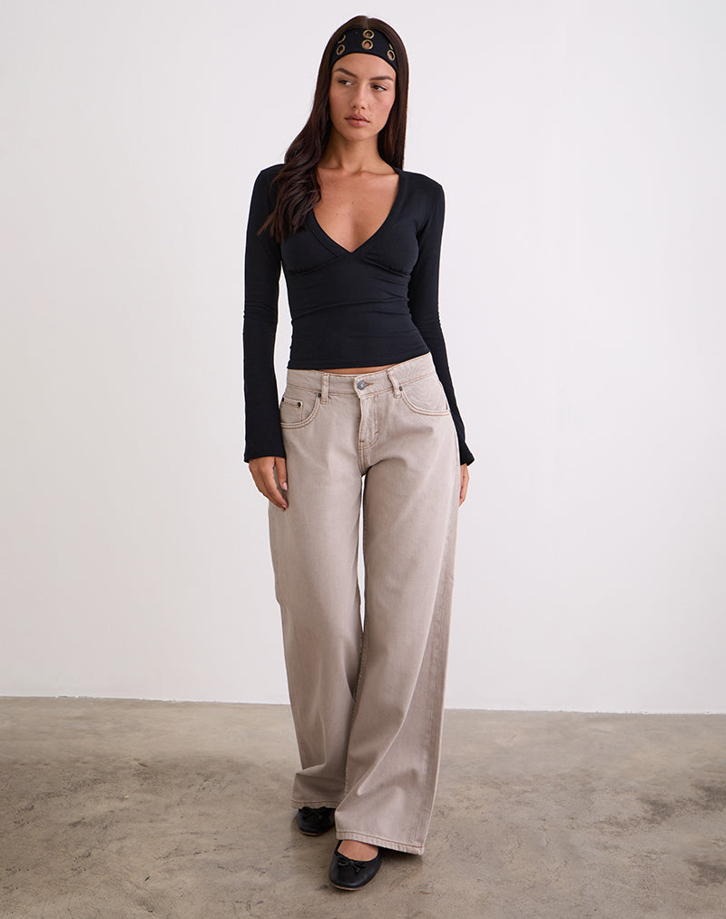 Low Rise Roomy Jeans in Pebble