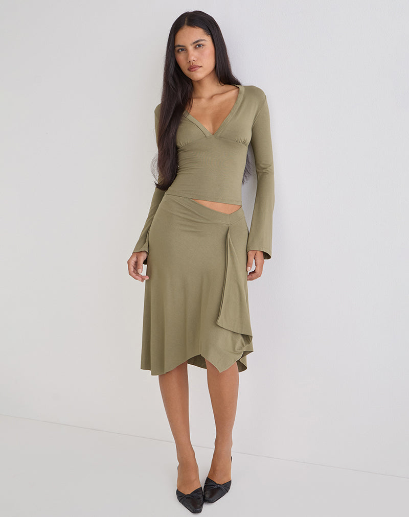 Emesy Long Sleeve Top in Khaki