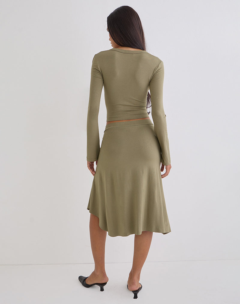 Esmeray Midi Skirt in Khaki