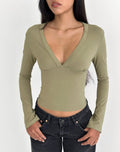 Emesy Long Sleeve Top in Khaki