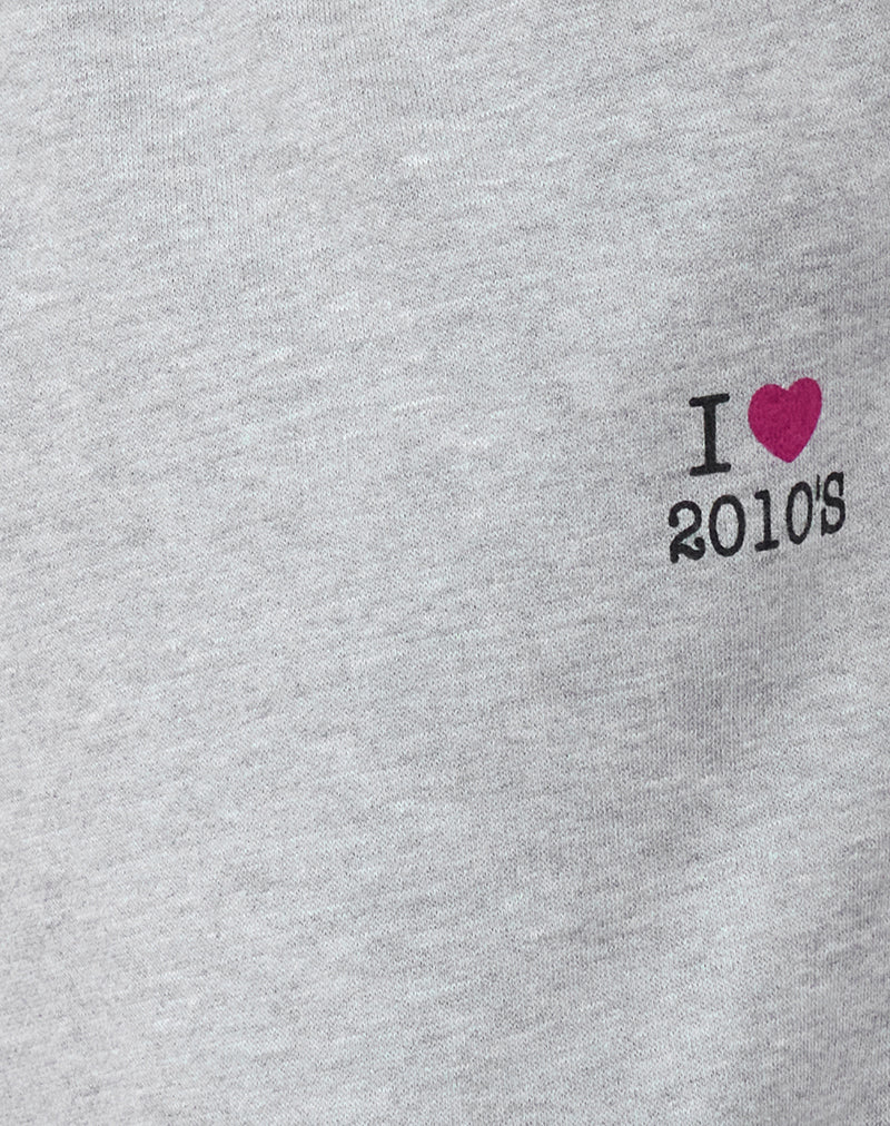 Emiko Oversized Joggers in Grey Marl with I Love 2010's Print