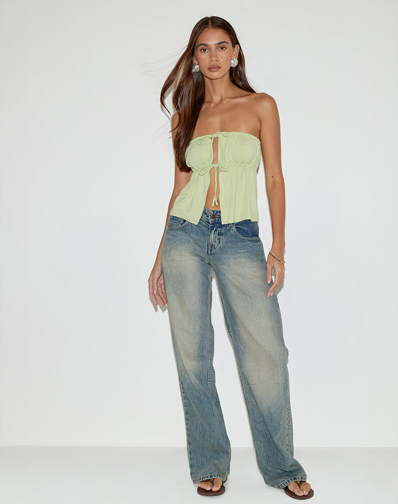 Ender Tie Bandeau Top in Rayon Pistachio