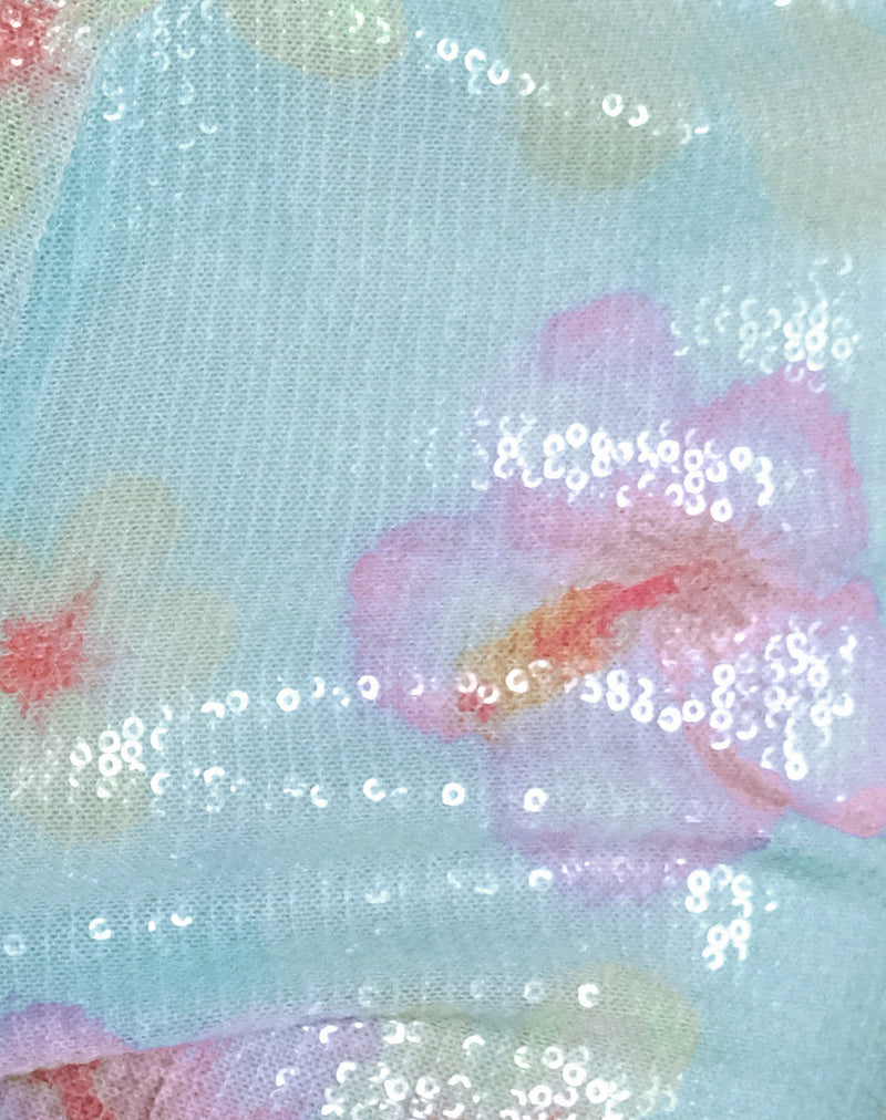 Erna Micro Short in Sequin Blooming Flower Blue