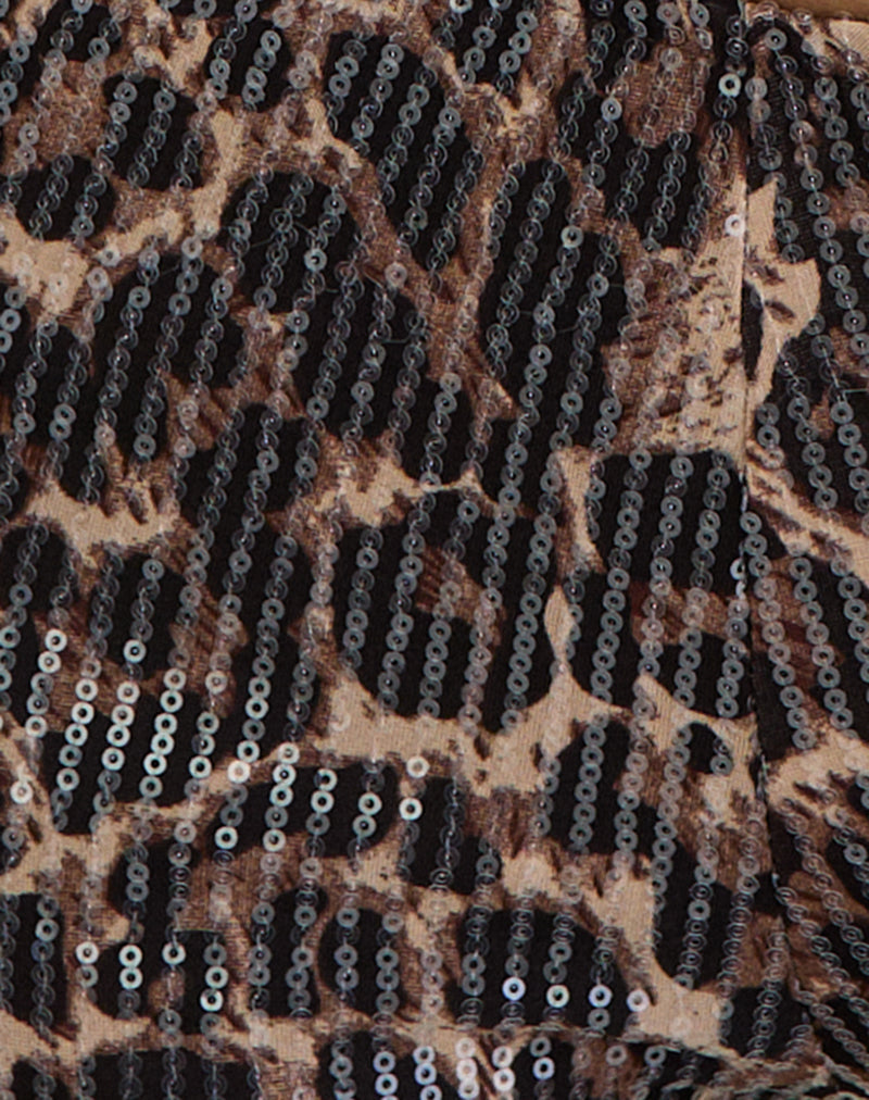 Erna Shorts in Leopard Sequin Brown