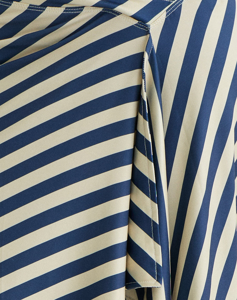 Esmeray Midi Skirt in Cream and Navy Diagonal Stripe