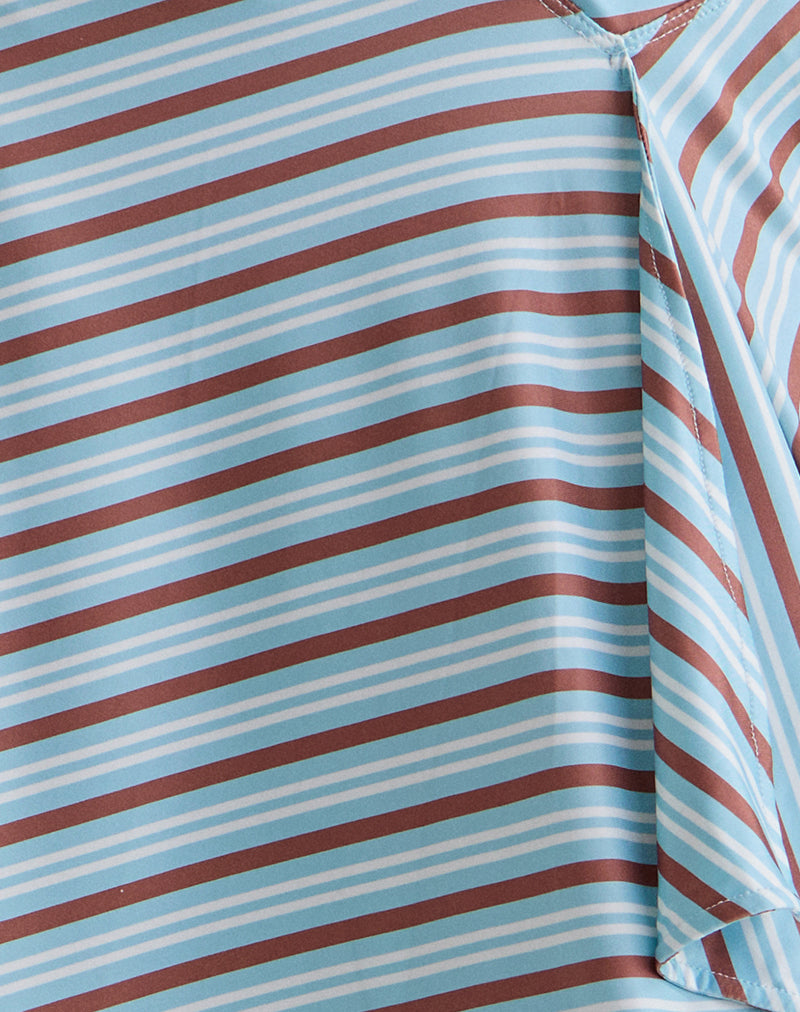 Esmeray Midi Skirt in Diagonal Stripe Light Blue