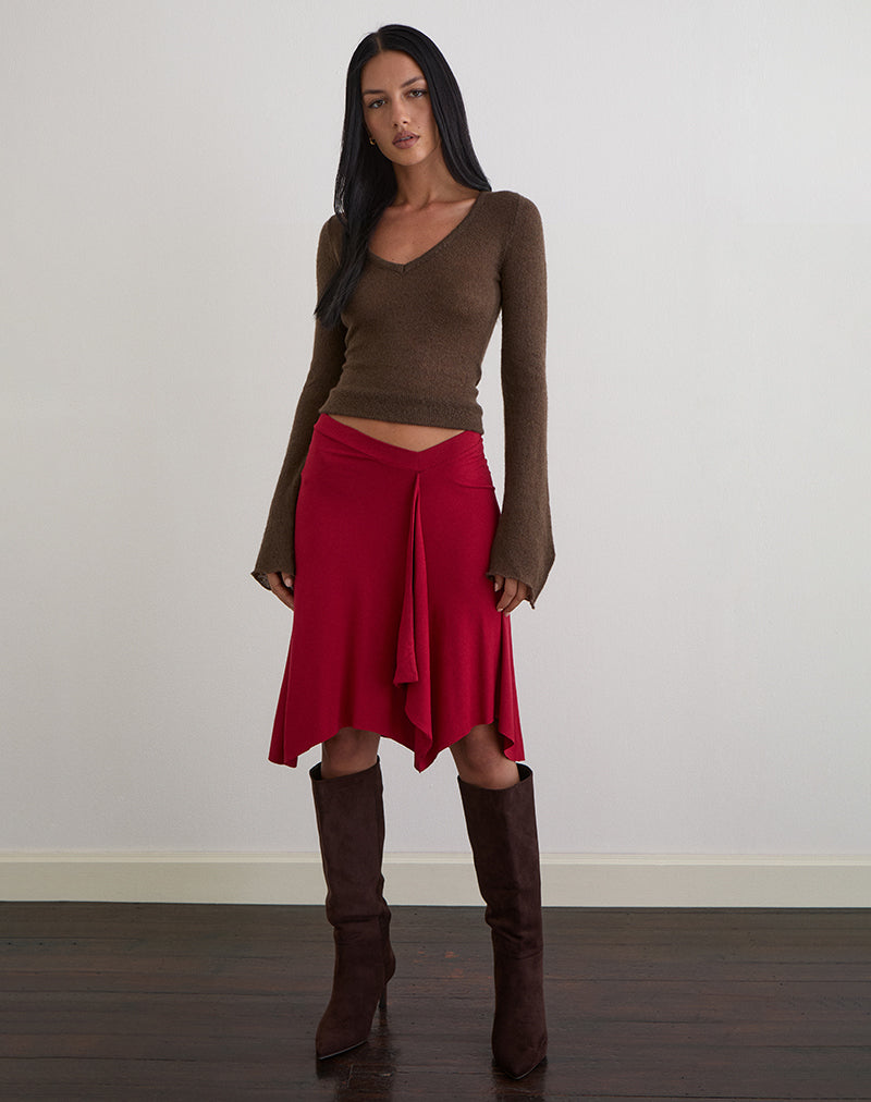 Esmeray Midi Skirt in Adrenaline Red