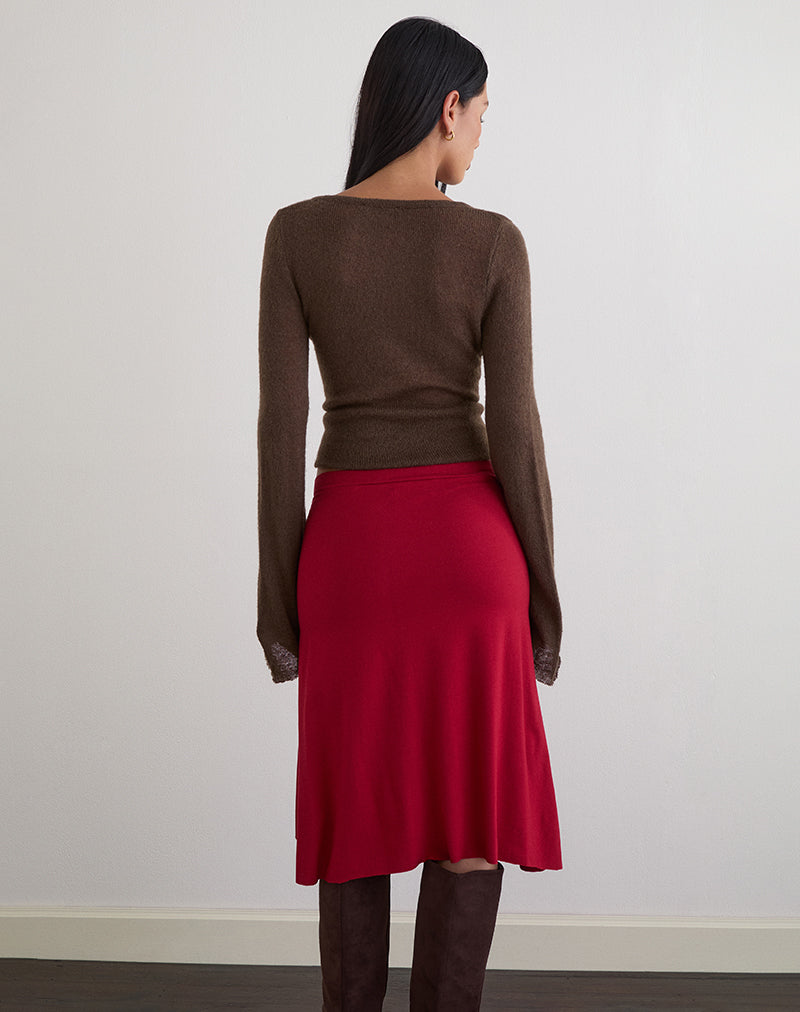 Esmeray Midi Skirt in Adrenaline Red