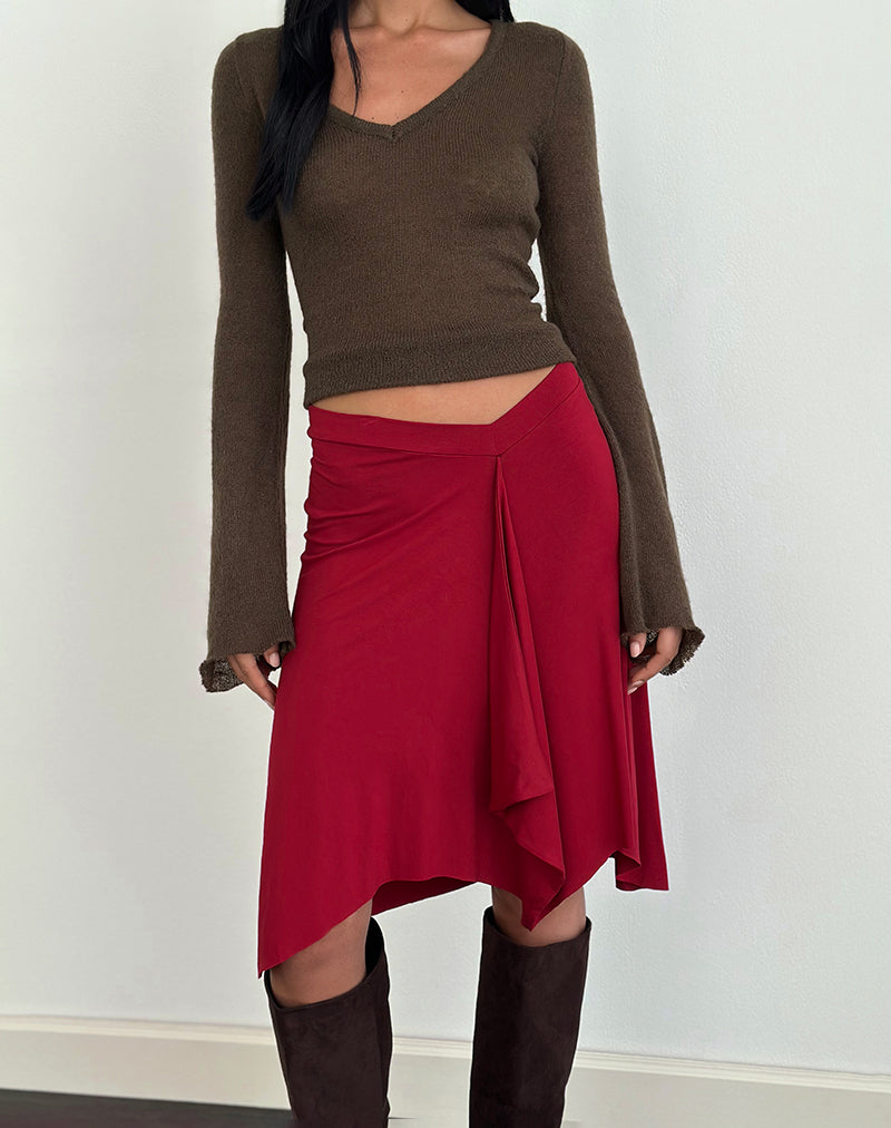 Esmeray Midi Skirt in Adrenaline Red