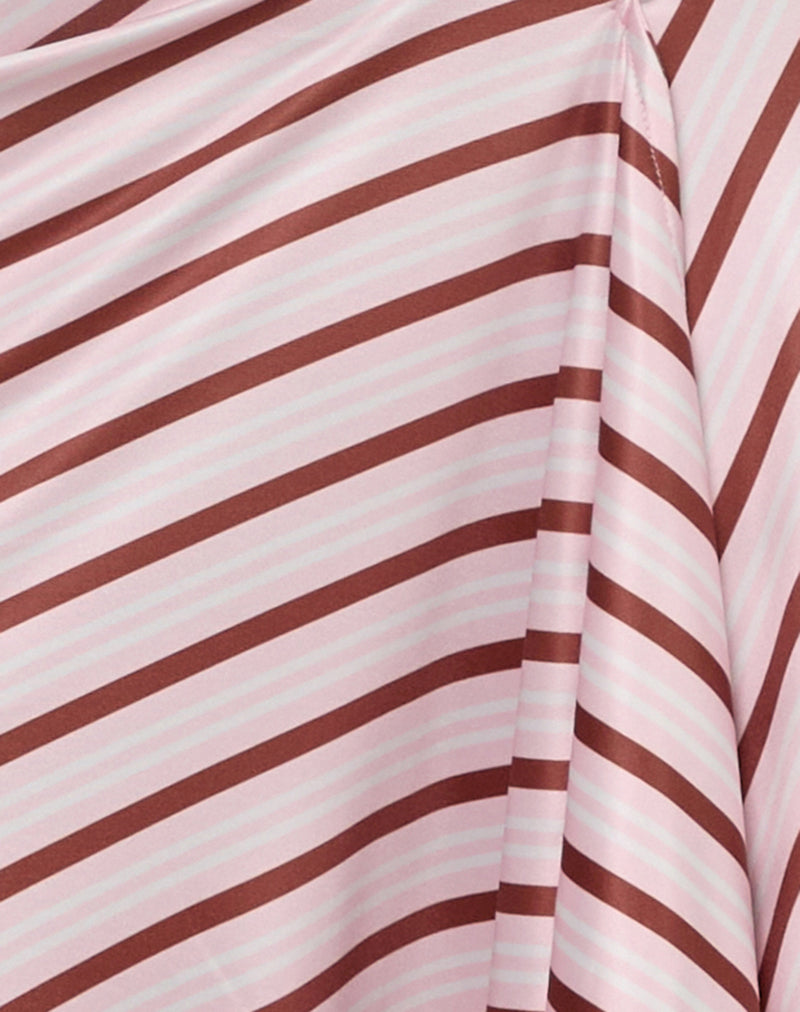 Esmeray Midi Skirt in Diagonal Stripe Pink