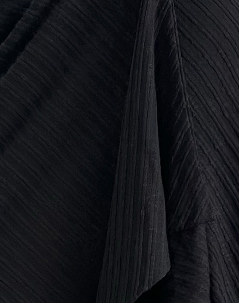 Esmeray Midi Skirt in Sheer Diagonal Knit Black