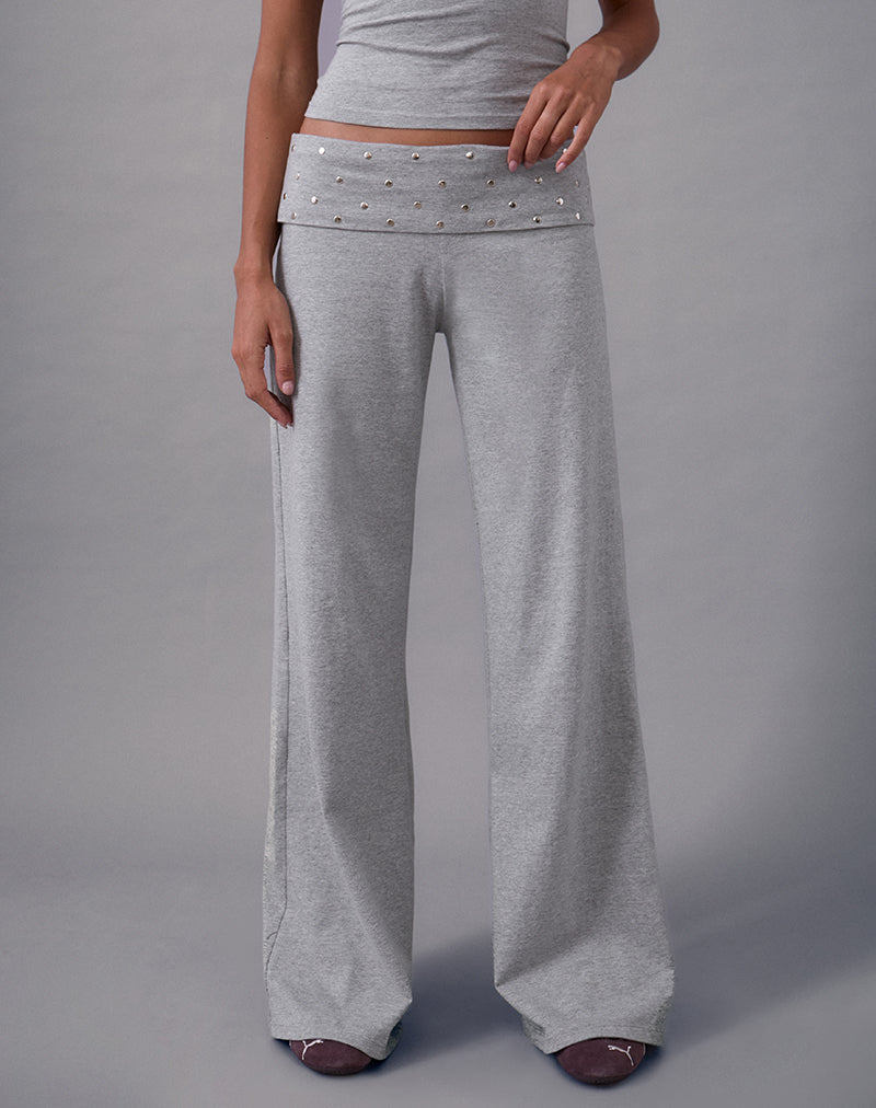Nevivi Foldover Trouser in Studded Grey Marl