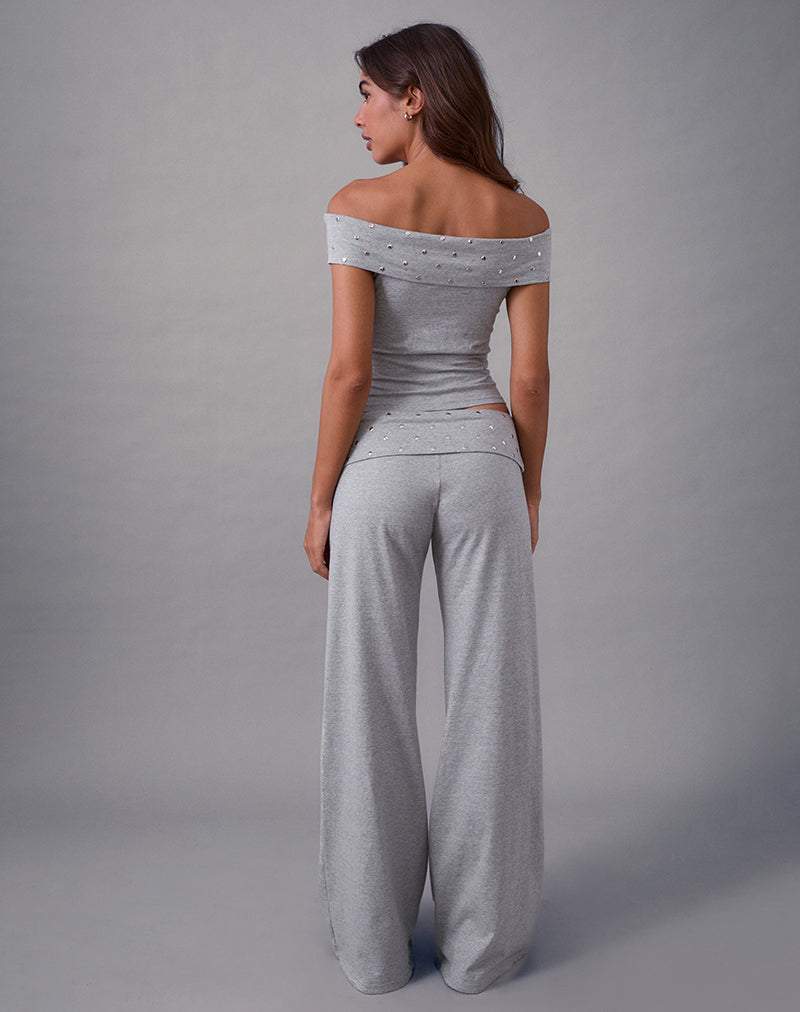 Nevivi Foldover Trouser in Studded Grey Marl