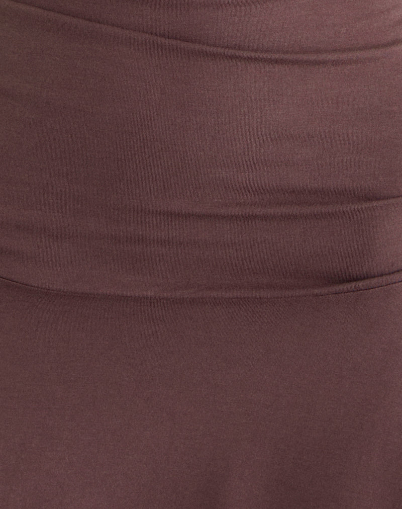 Eutalia Cowl Neck Halter Dress in Deep Taupe