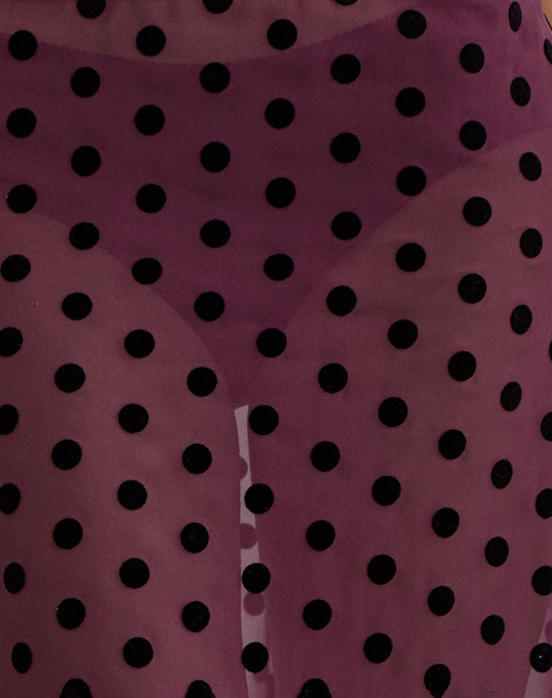 Evani Unlined Midi Skirt in Vintage Polka Maroon