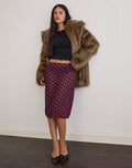 Evani Unlined Midi Skirt in Vintage Polka Maroon