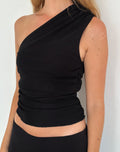 Evelina One Shoulder Top in Black Mesh