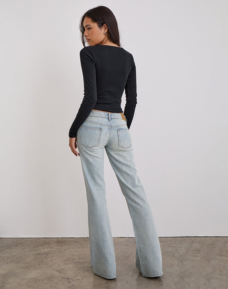 Extra Low Rise Flare in Breeze Blue Wash