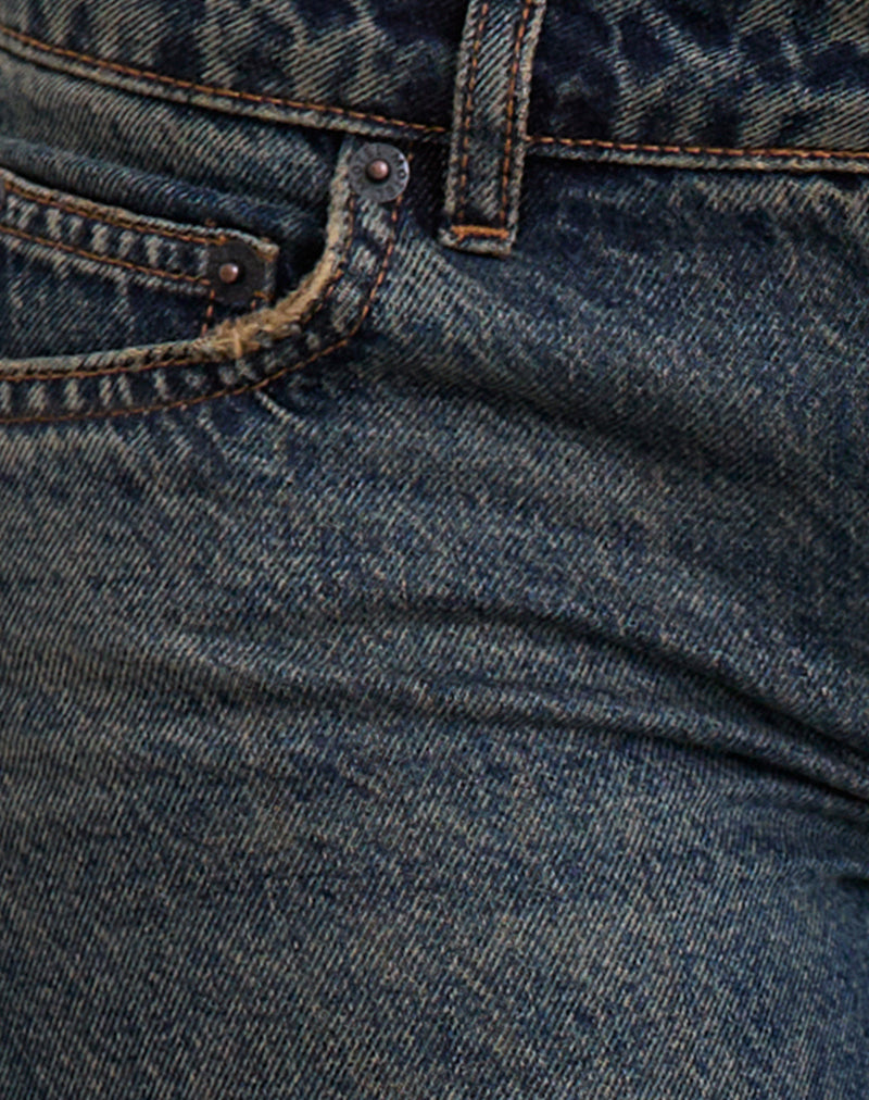 Extra Low Rise Flare Jeans in Dirty Green