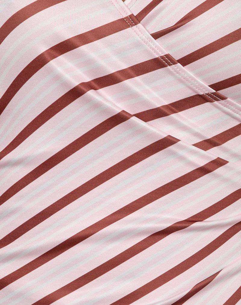 Fayez Top in Slinky Diagonal Stripe Pink