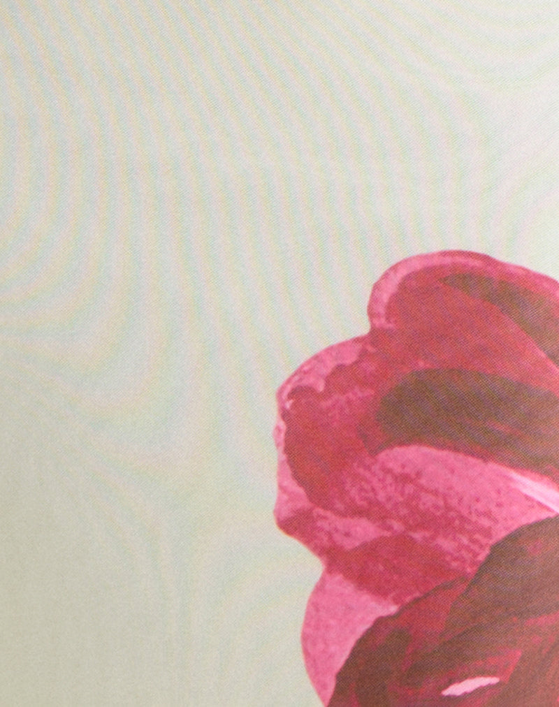 Fayola Printed Maxi Dress in Cream with Red Watercolour Flower