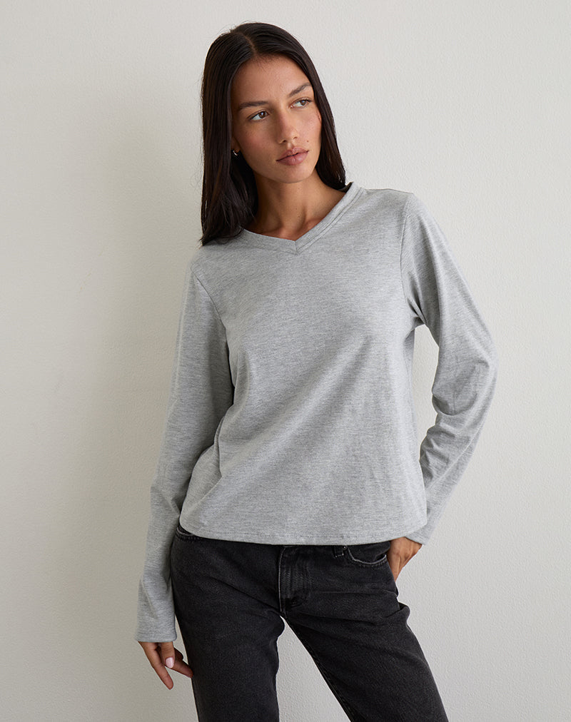 Feman Top in Jersey Grey Marl