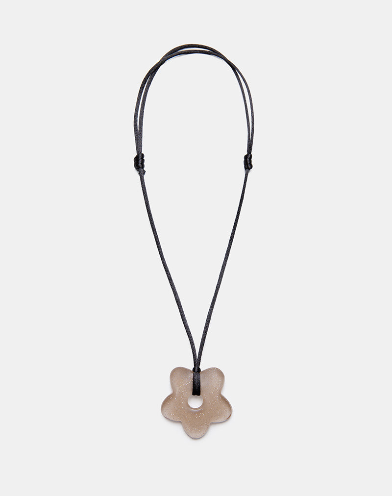 Flower Necklace in Resin Brown
