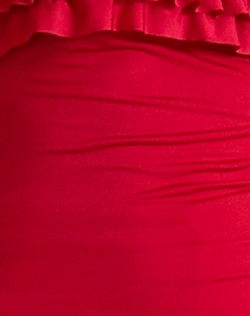 Fortuna Ruffle Bandeau Top in Slinky Red