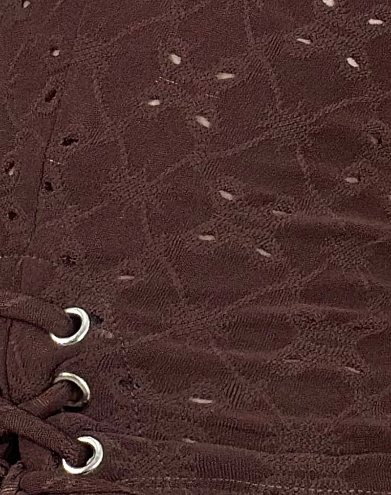 Shrine Short in Stretch Broderie Brown