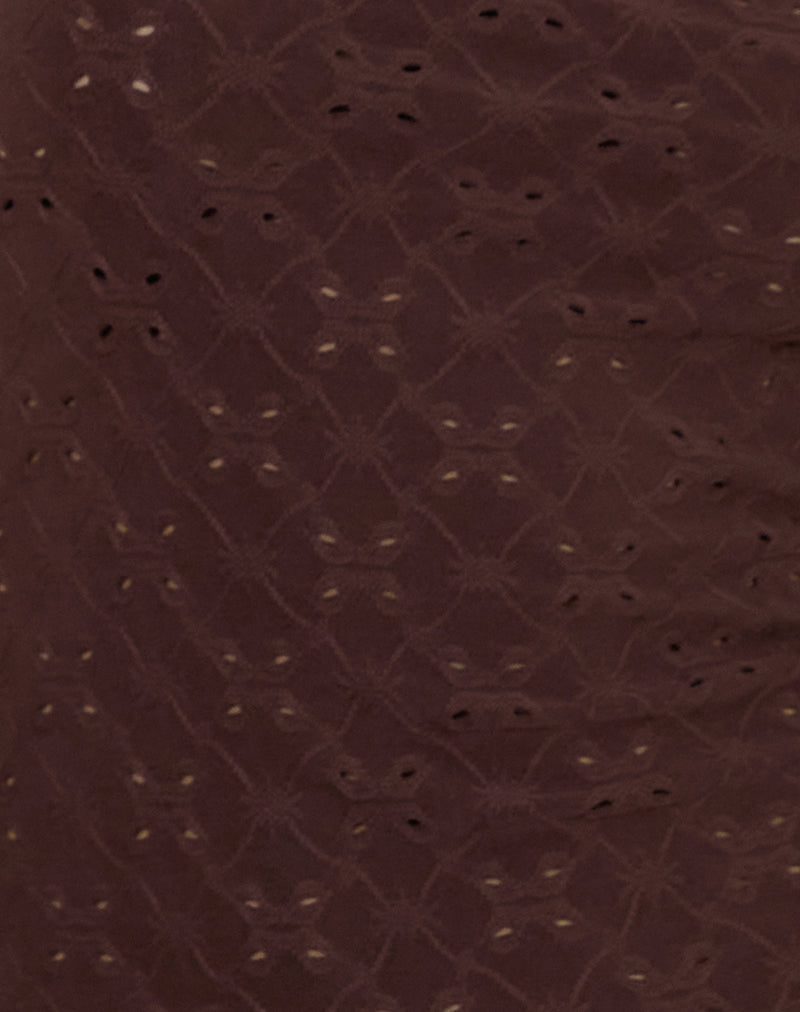 Fukama Sleeveless Top in Stretch Broderie Brown