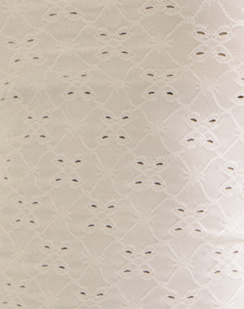 Fukama Sleeveless Top in Stretch Broderie Cream