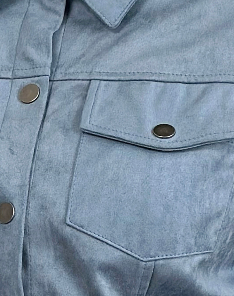 Fyodora Jacket in Faux Suede Dusty Blue