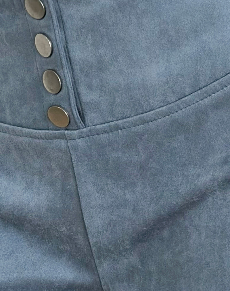 Samila Seamed Hotpant in Faux Suede Dusty Blue