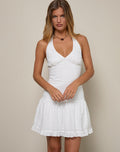 Felicia Halterneck Mini Dress in Crochet White