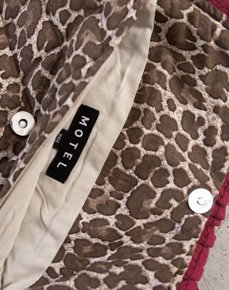 Fold Over Makeup Bag in Leopard with Red Frill Bow