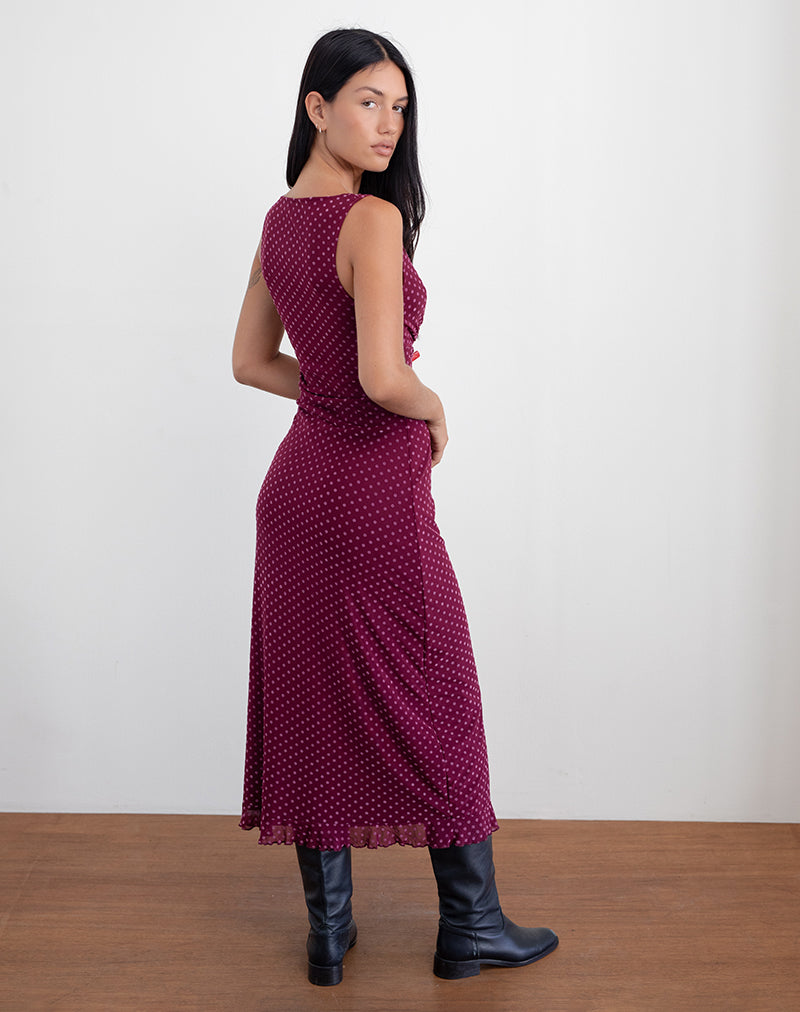 Gabriella Dress in Basic Polka Flock Berry